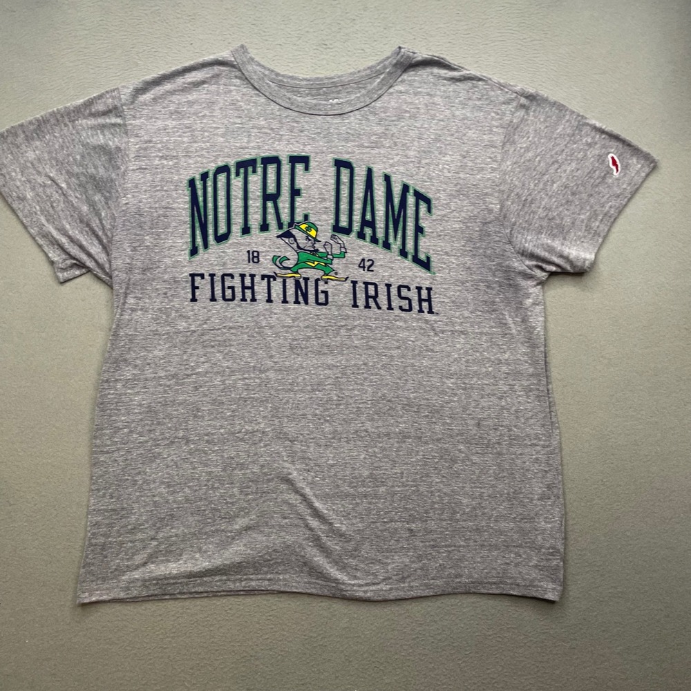 League Men Notre Dame Fighting Irish T-Shirt Gray Tri-blend 2XL Collegiate Sport